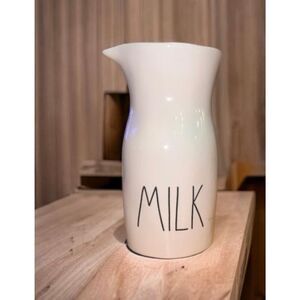 Rae Dunn Classic Ceramic MILK Carafe Pitcher Approx 7" 1 Pint